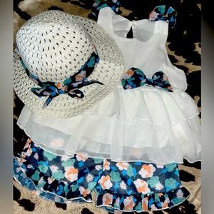 NEW- Girls 3pc Outfit With Hat